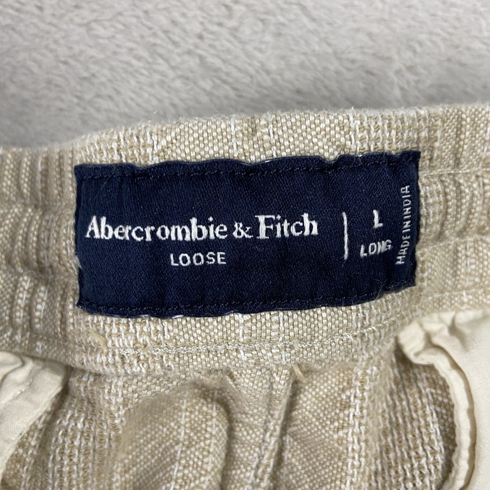 Abercrombie Fitch 100% Cotton Loose Fit Elastic Waist Pants Ivory Women's L Long - Picture 5 of 13